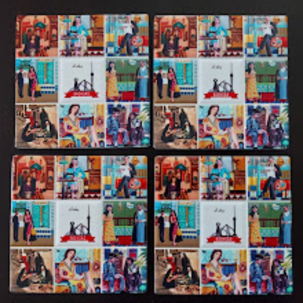 Vintage Mediterranean Baghdad Tiles Coasters Set